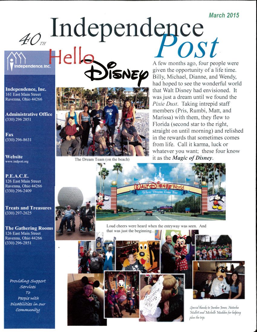 Cover page of the March 2015 newsletter.